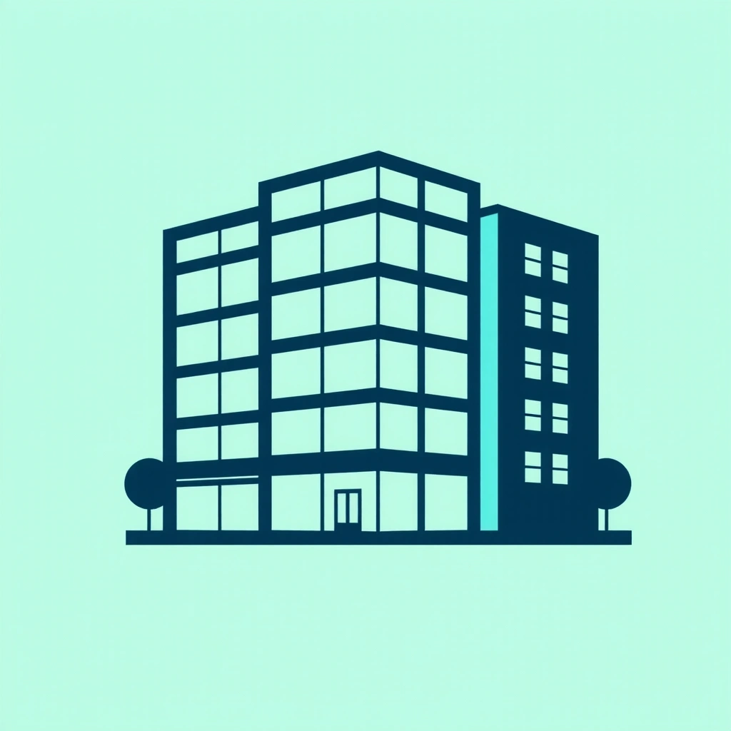 Office building silhouette icon representing commercial cleaning