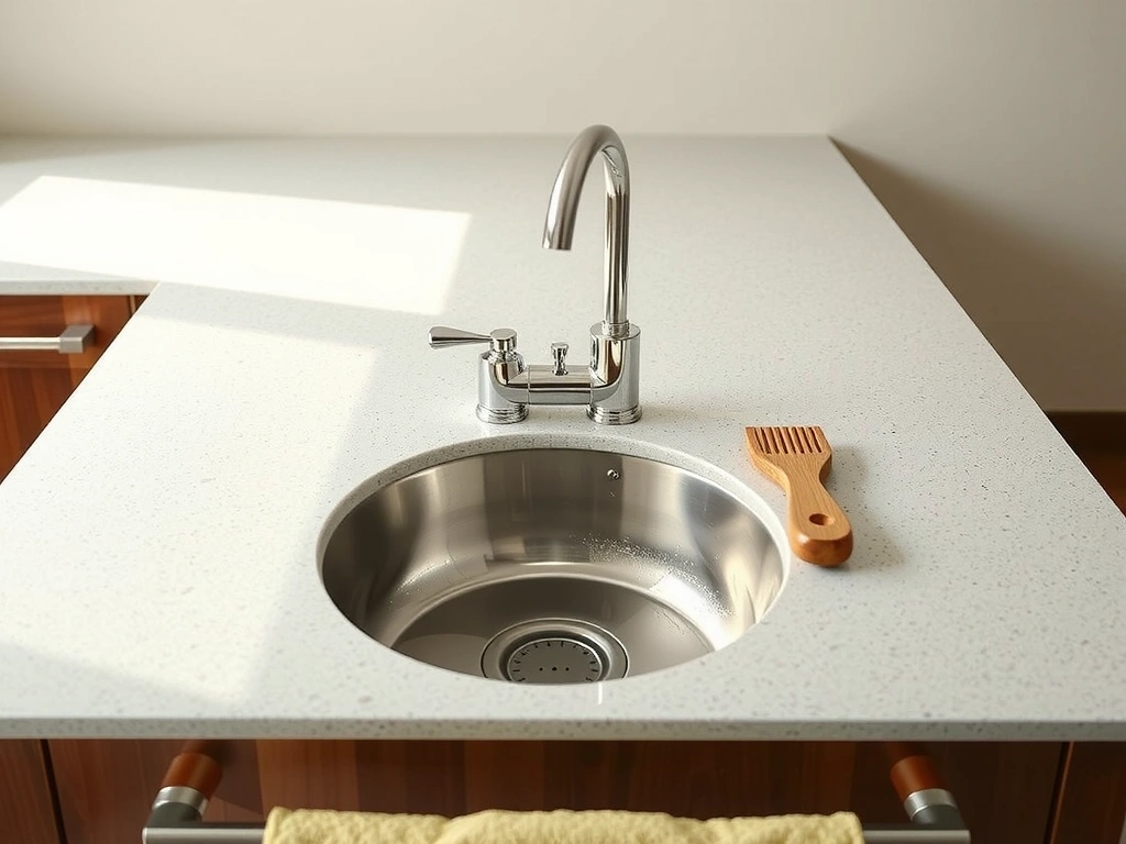 After: A spotless and gleaming kitchen sink area.