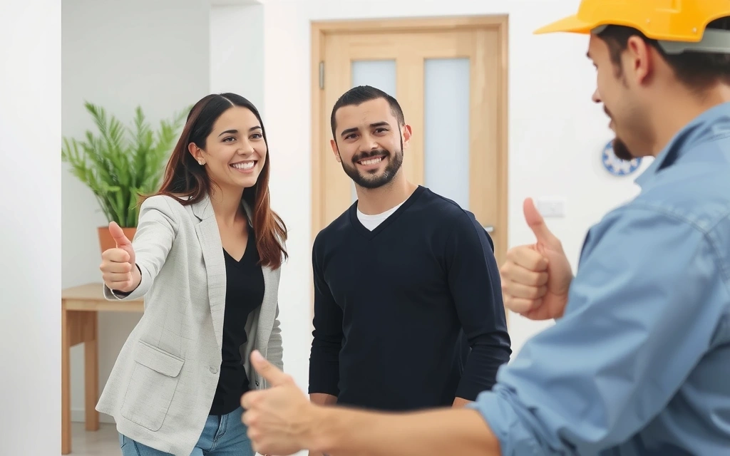 Client inspecting clean results with a smile