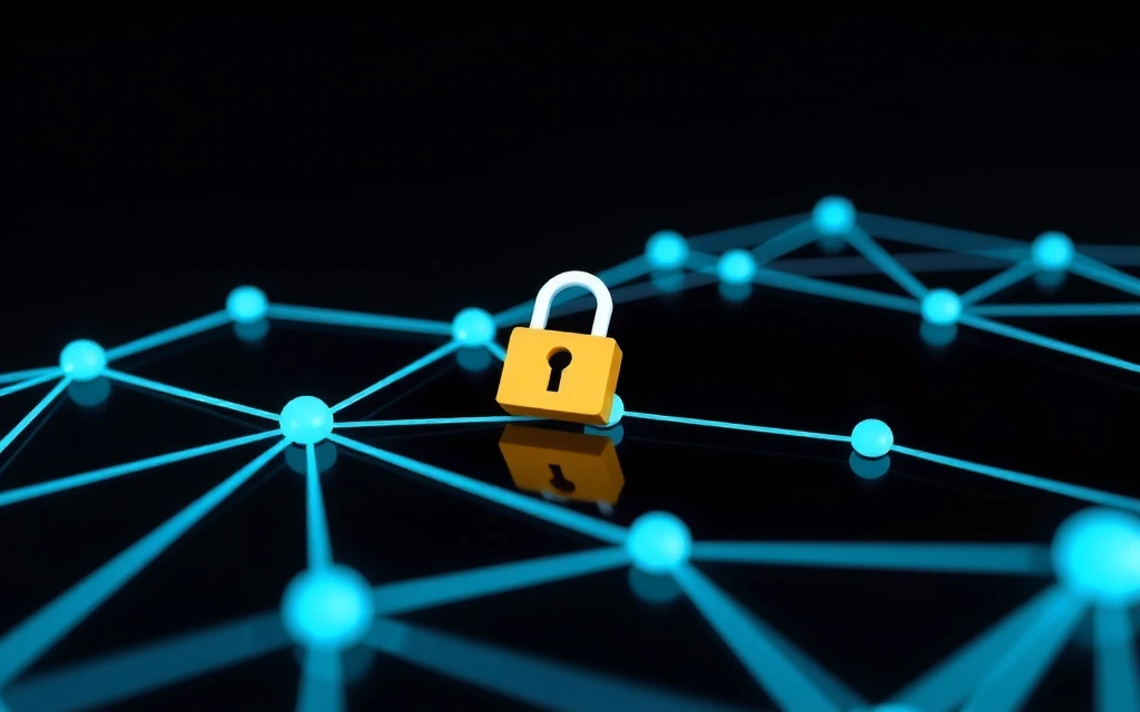 Abstract representation of data flow and security on a digital network