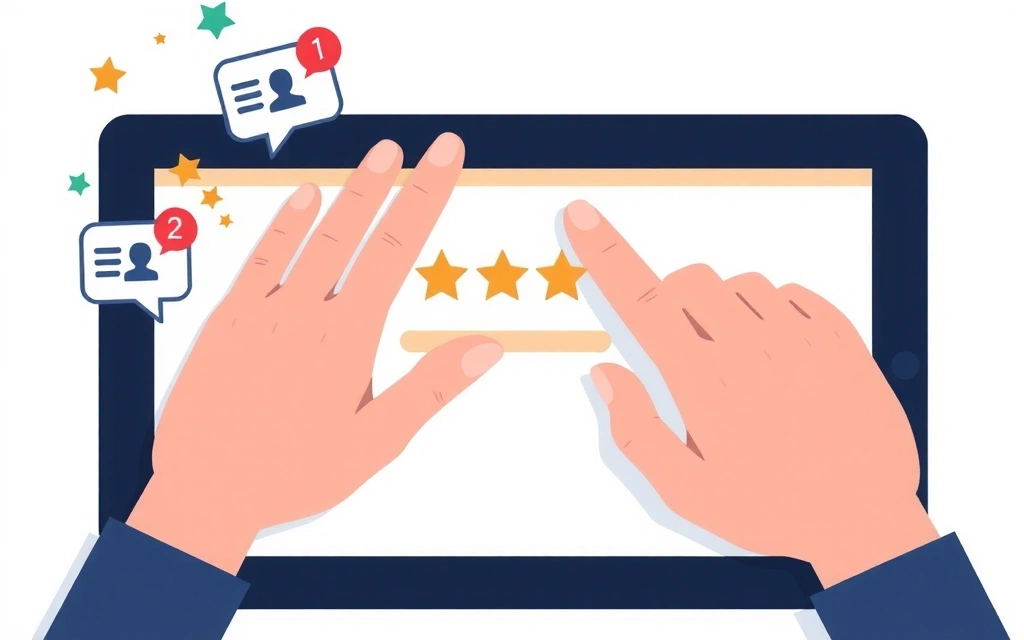 Abstract illustration of hands leaving a positive review or rating, clean and modern style, no text.