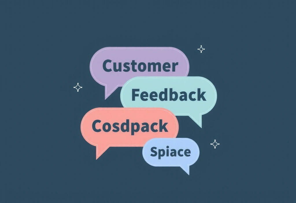 Clean, abstract graphic representing customer feedback or speech bubbles, no text.